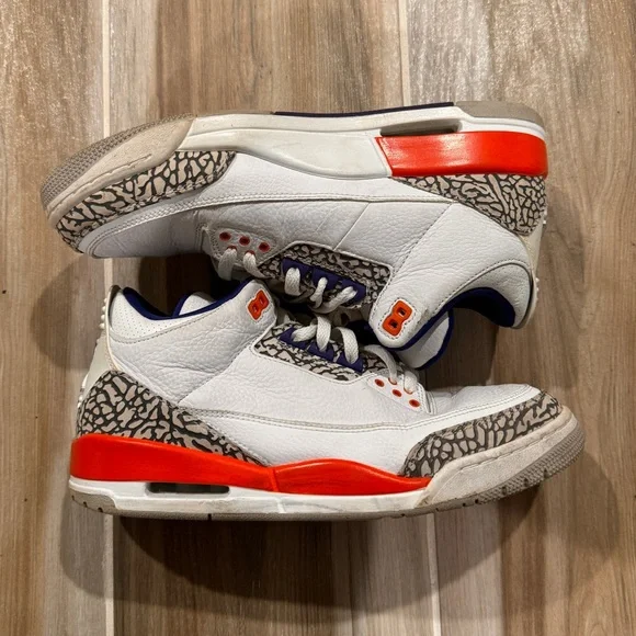 Nike Air Jordan 3 Retro Knicks Mens Size 10.5 136064-148 Sneaker White Orange - Picture 2 of 9